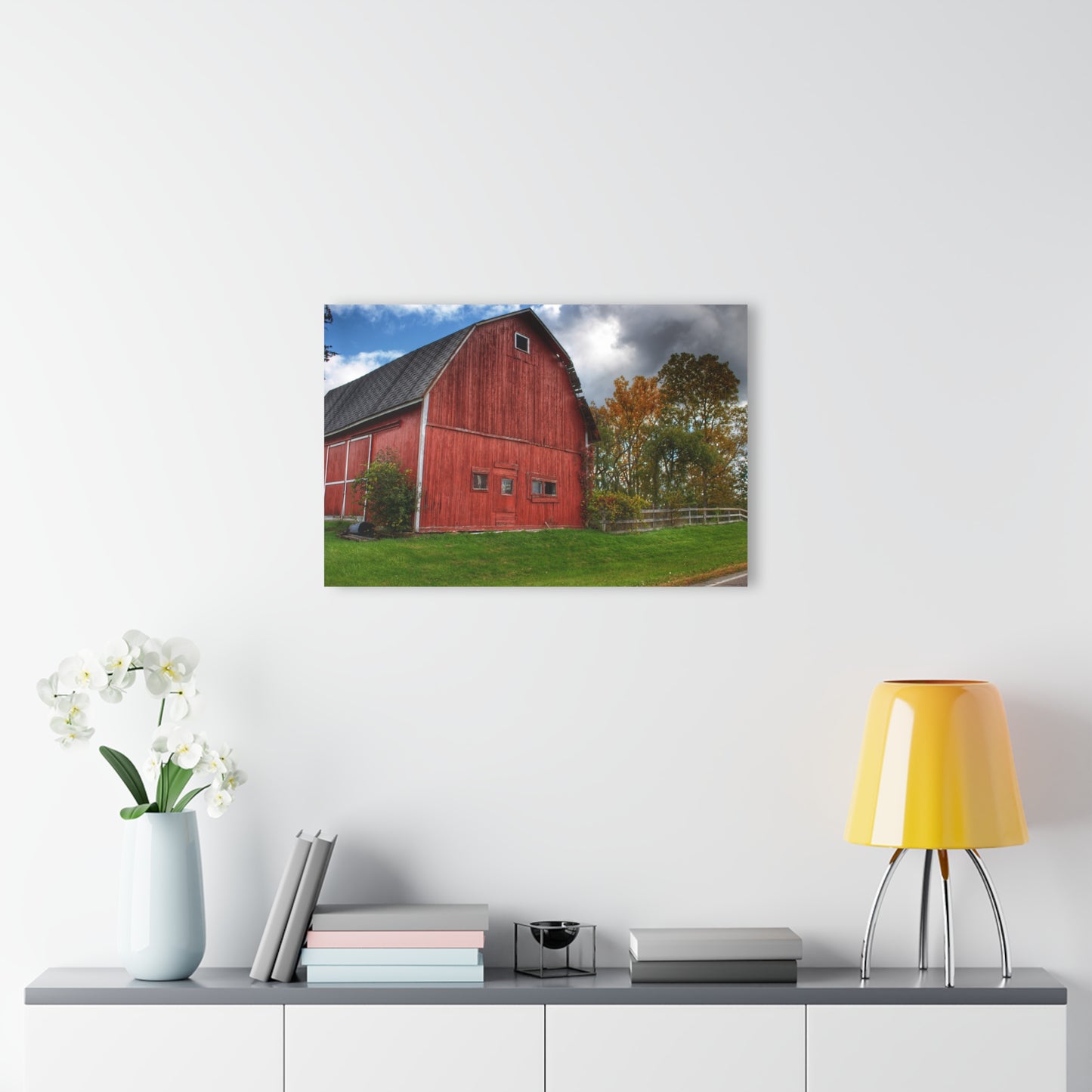 U R There Photography Hegal Road Old Red II Rustic Farmhouse Acrylic Wall Print