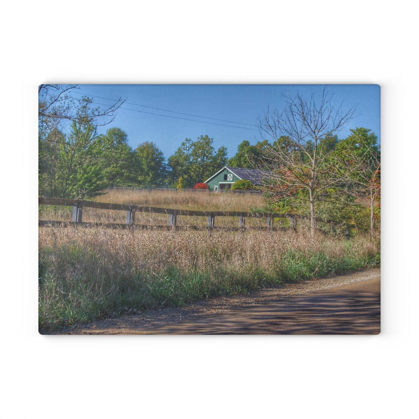 U R There Photography Oakwood Road Hidden Green Rustic Farmhouse Tempered-Glass Cutting Board