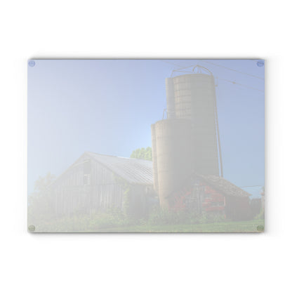 U R There Photography East Swaffer Grey and Little Red Rustic Farmhouse Tempered-Glass Cutting Board