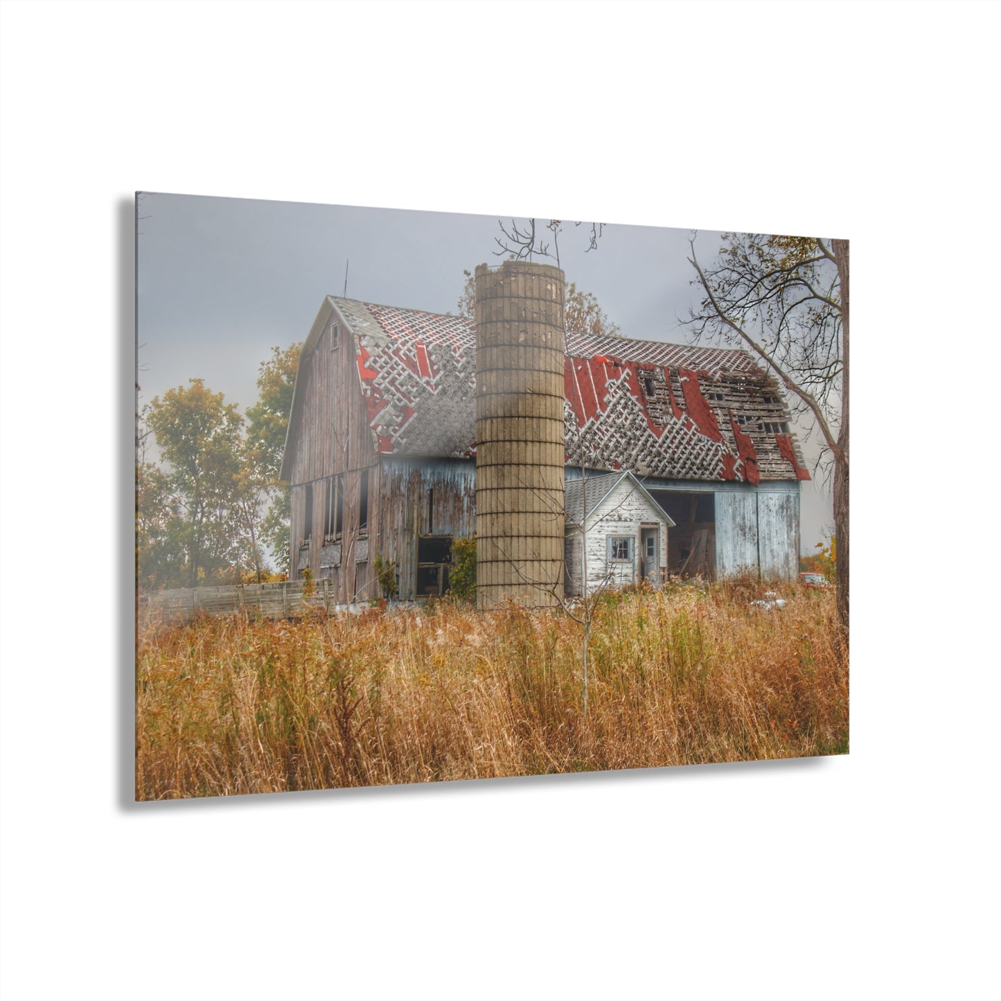 U R There Photography Hill Road Roadside Grey I Rustic Farmhouse Acrylic Wall Print
