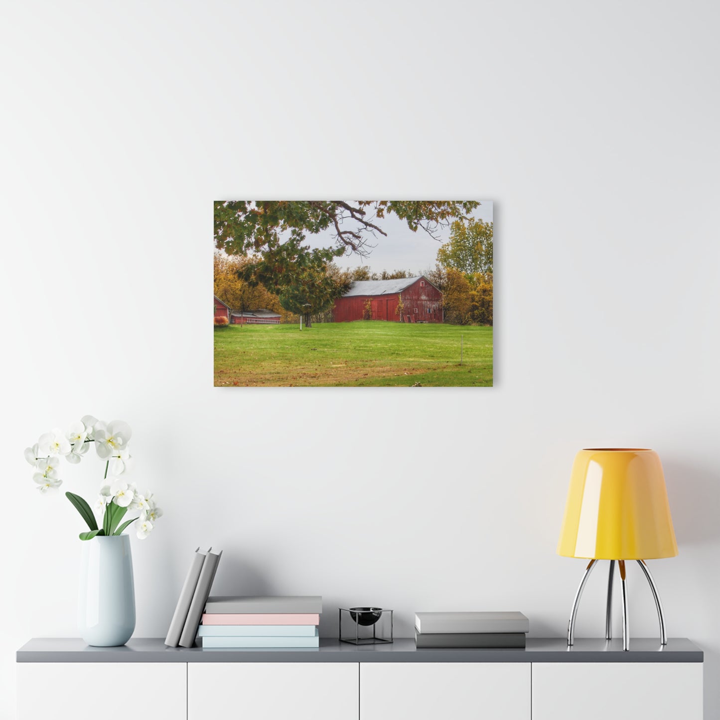 U R There Photography Hill Road Roadside Red Rustic Farmhouse Acrylic Wall Print