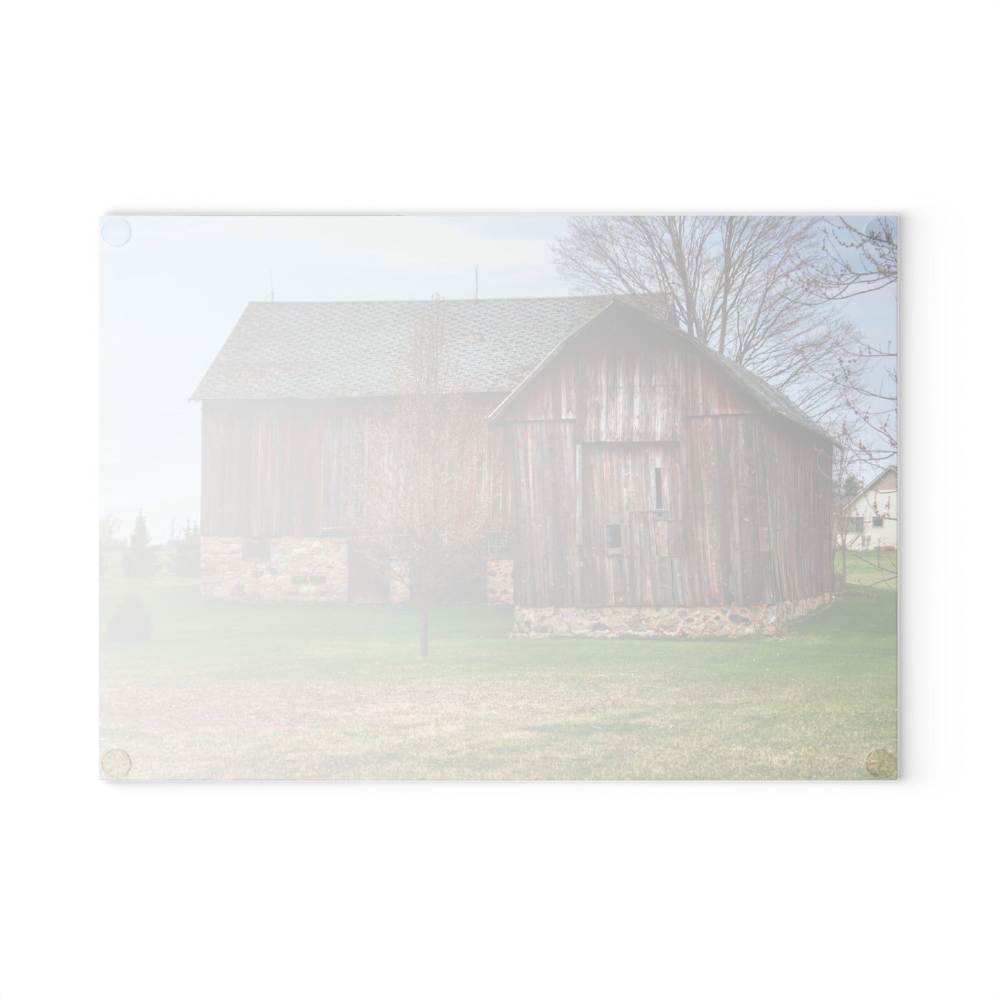 U R There Photography Millington Road Stone Grey Rustic Farmhouse Tempered-Glass Cutting Board