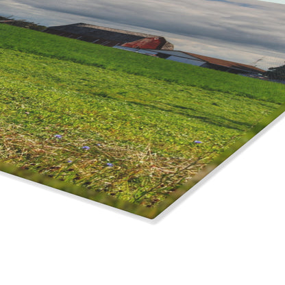 U R There Photography Across the Field in Kingtson Rustic Farmhouse Tempered-Glass Cutting Board