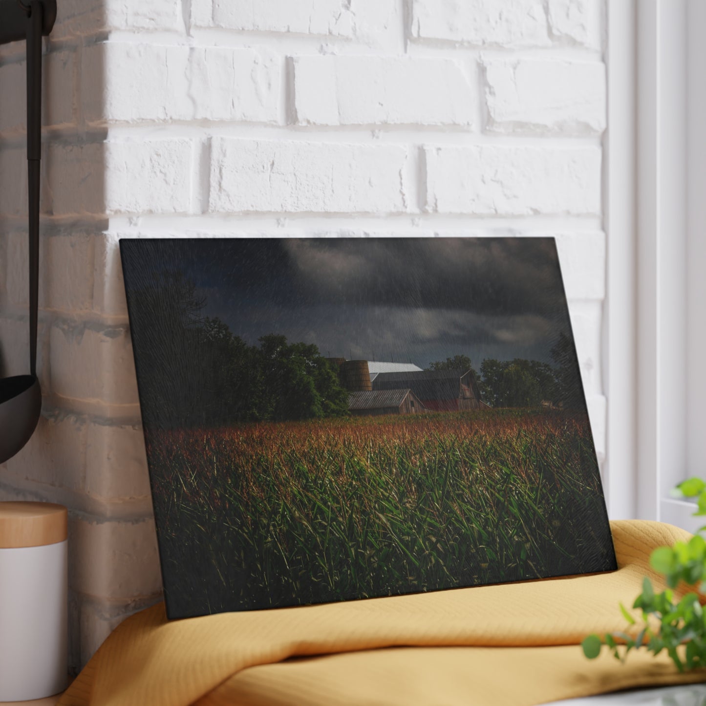 U R There Photography Bishop Road Beyond the Corn Rustic Farmhouse Tempered-Glass Cutting Board