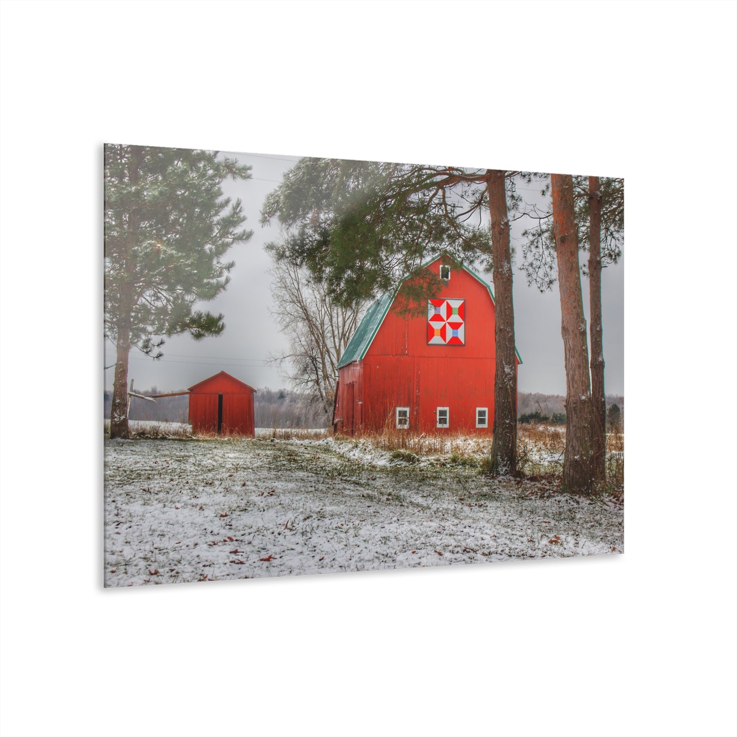 U R There Photography McKail Road Quilted Red Rustic Farmhouse Acrylic Wall Print