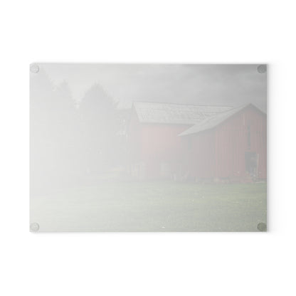 U R There Photography Bowers Road Red II Rustic Farmhouse Tempered-Glass Cutting Board