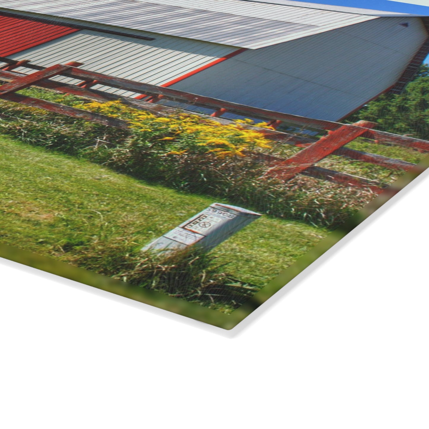 U R There Photography Bishop Road Beyond the Fence Rustic Farmhouse Tempered-Glass Cutting Board