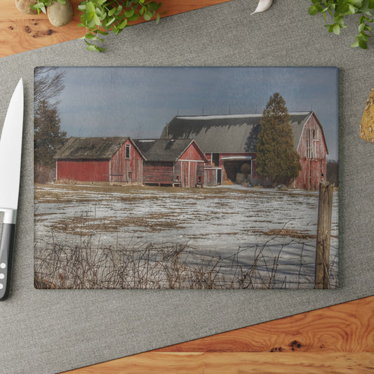 U R There Photography Wilder Road Reds Rustic Farmhouse Tempered-Glass Cutting Board