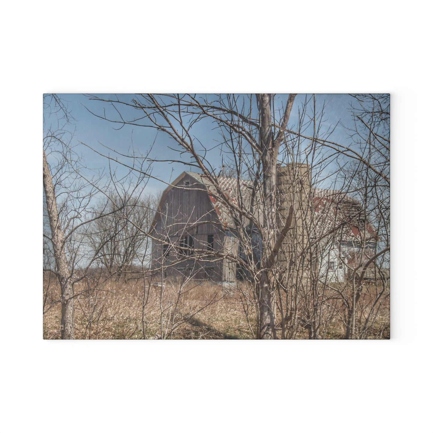 U R There Photography Hill Road Hidden Grey I Rustic Farmhouse Tempered-Glass Cutting Board