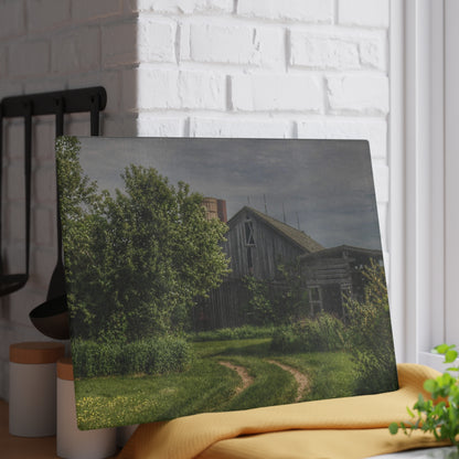 U R There Photography Barkley Road Greys I Rustic Farmhouse Tempered-Glass Cutting Board