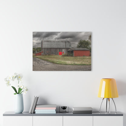 U R There Photography Wadsworth Road Grey Saltbox Rustic Farmhouse Acrylic Wall Print