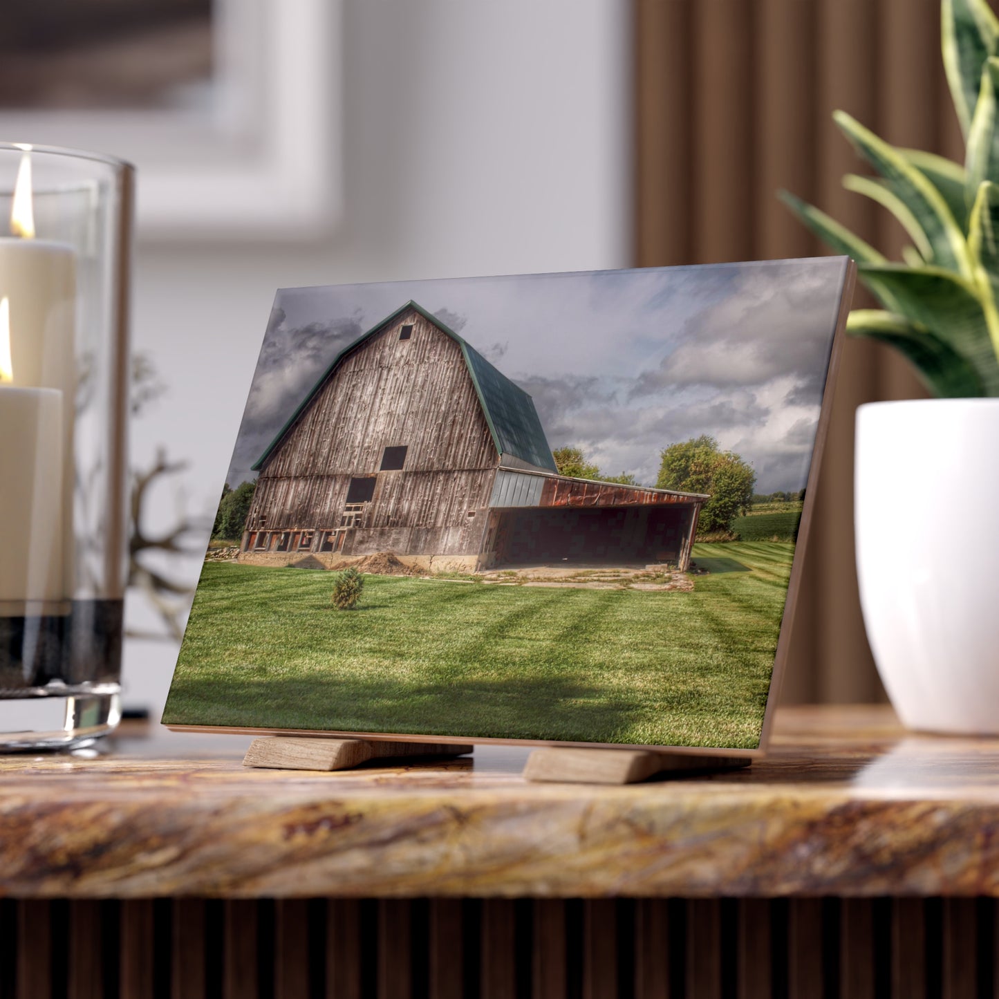 U R There Photography Bishop Grey II Rustic Farmhouse Decorative Ceramic Tile