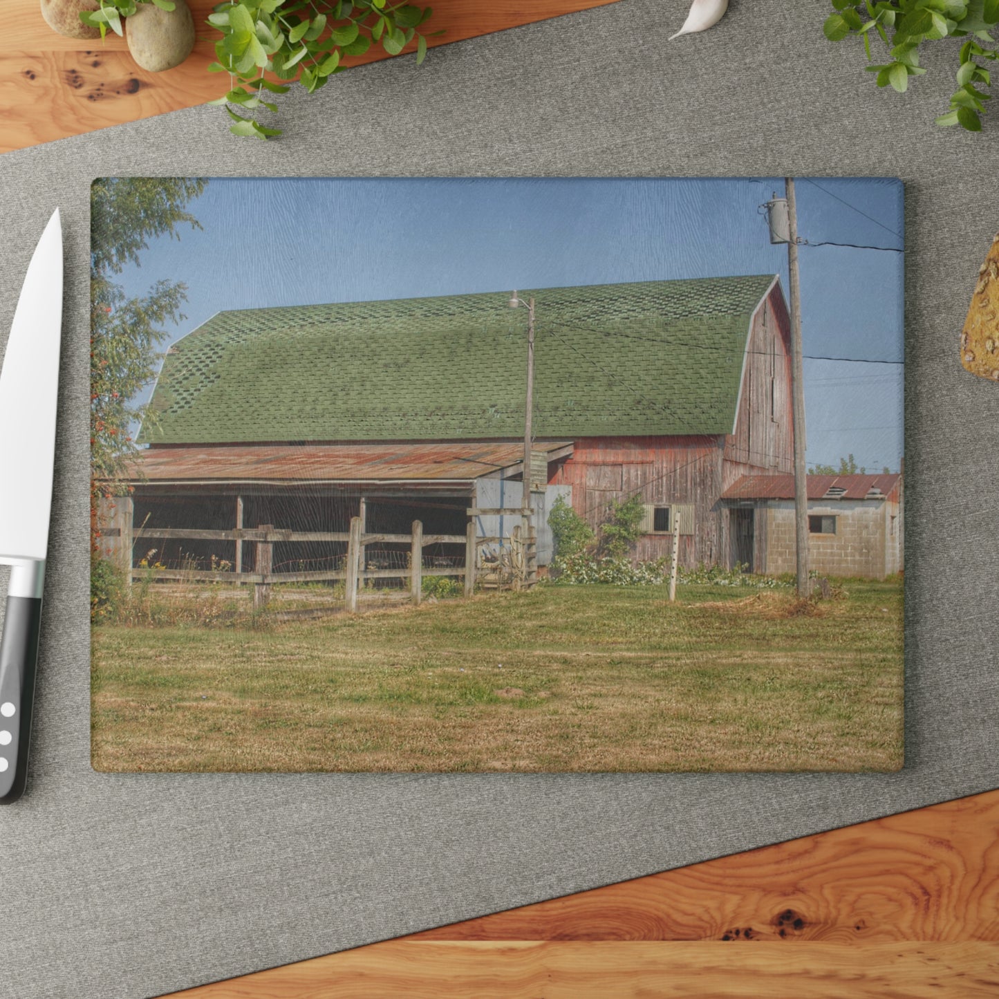 U R There Photography Farrand Road Red with Corral Rustic Farmhouse Tempered-Glass Cutting Board