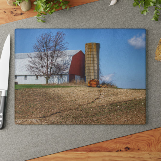 U R There Photography Shay Lake Red Rustic Farmhouse Tempered-Glass Cutting Board