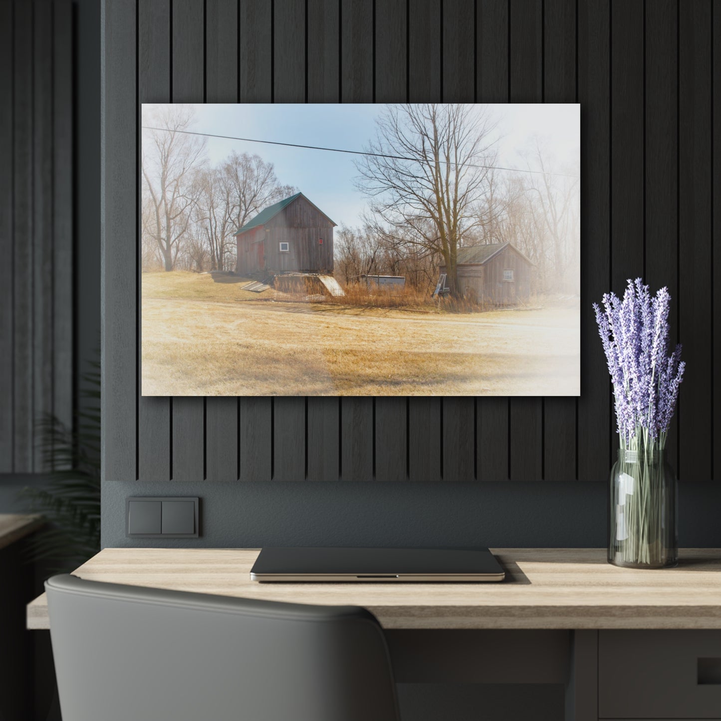 U R There Photography Klam Road Hillside Greys Rustic Farmhouse Acrylic Wall Print