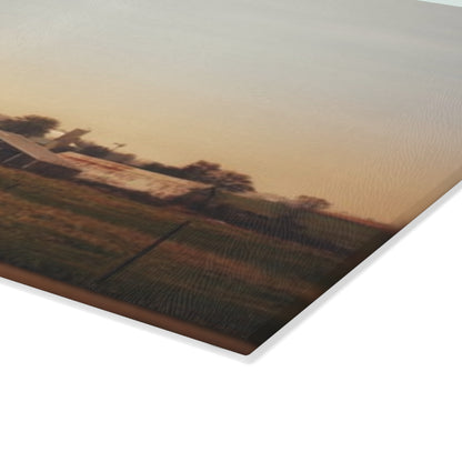 U R There Photography Marlette Road Farm II Rustic Farmhouse Tempered-Glass Cutting Board