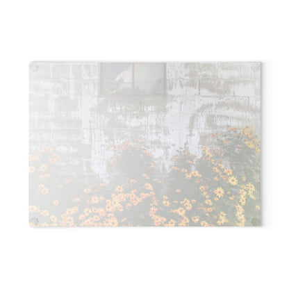 U R There Photography Golden Blooms on McDowell Rustic Farmhouse Tempered-Glass Cutting Board