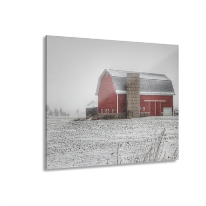 U R There Photography Winter Red Rustic Farmhouse Acrylic Wall Print