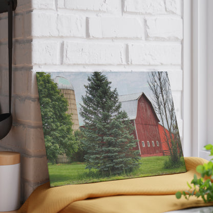 U R There Photography German Road Red I Rustic Farmhouse Tempered-Glass Cutting Board
