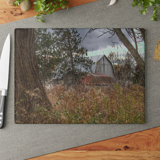 U R There Photography Booth Road Hidden Greys Rustic Farmhouse Tempered-Glass Cutting Board