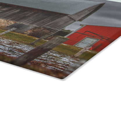 U R There Photography Schott Road Grey III Rustic Farmhouse Tempered-Glass Cutting Board