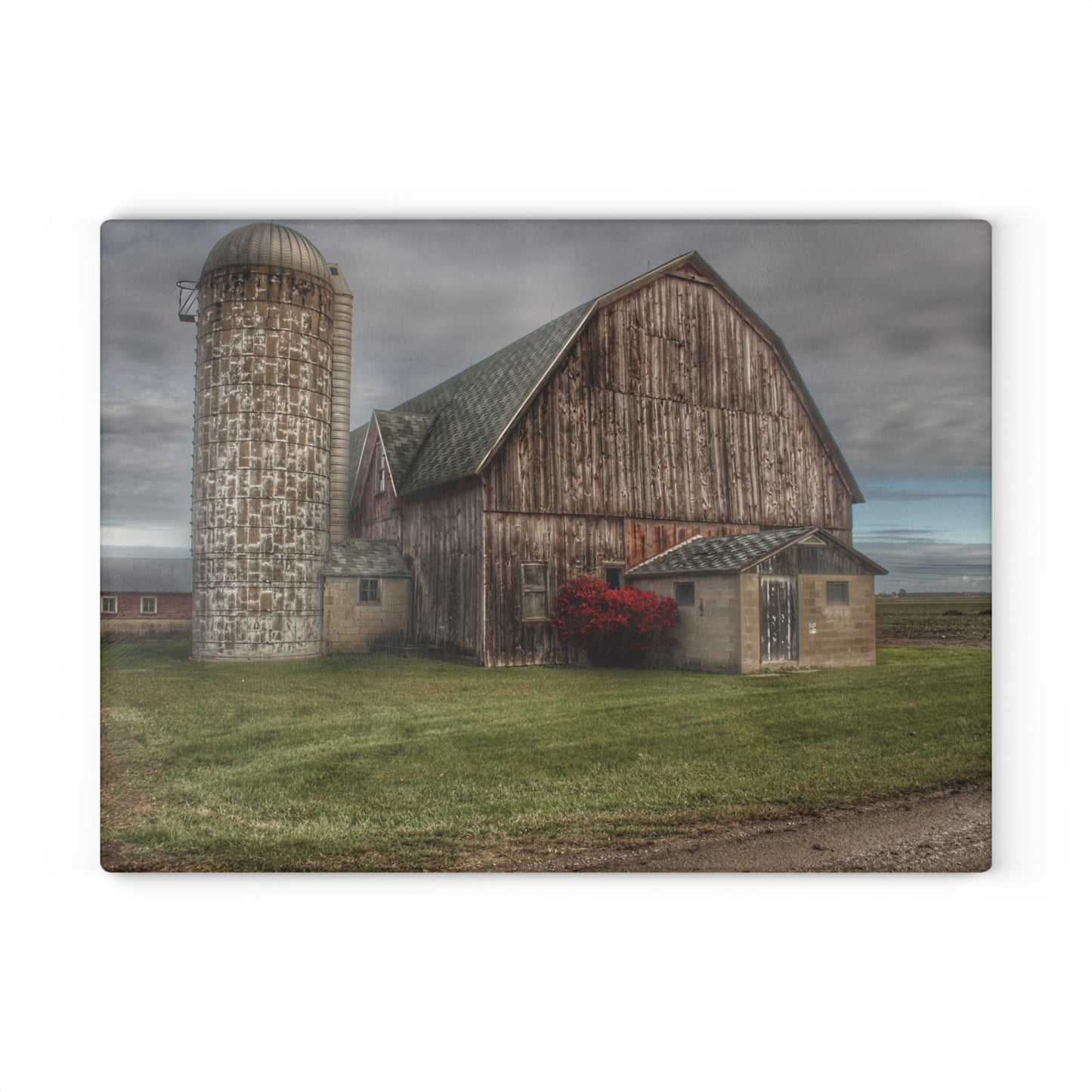 U R There Photography Roedel Road Red Rustic Farmhouse Tempered-Glass Cutting Board
