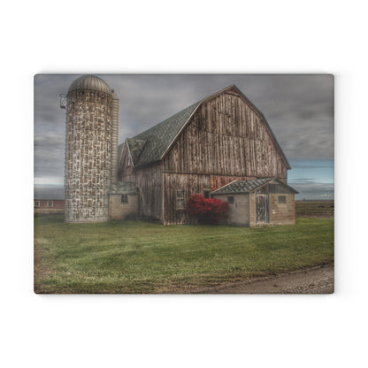 U R There Photography Roedel Road Red Rustic Farmhouse Tempered-Glass Cutting Board