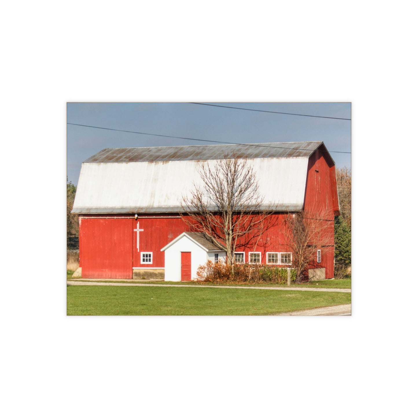 U R There Photography Bray Road Red I Rustic Farmhouse Decorative Ceramic Tile