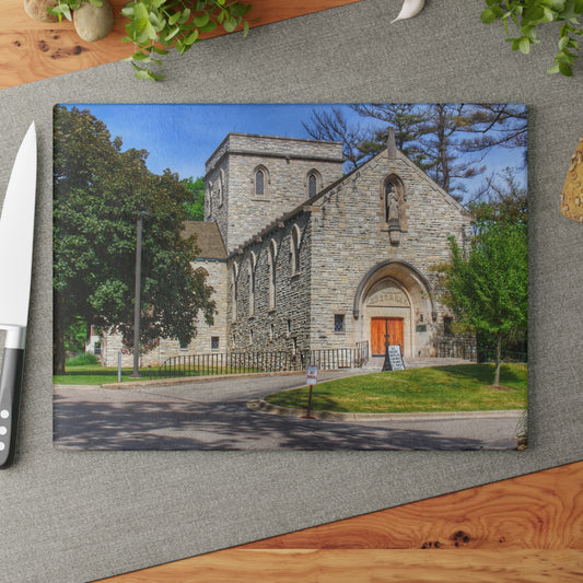 U R There Photography Saint Hugo of the Hills II Rustic Farmhouse Tempered-Glass Cutting Board 8"x 11"