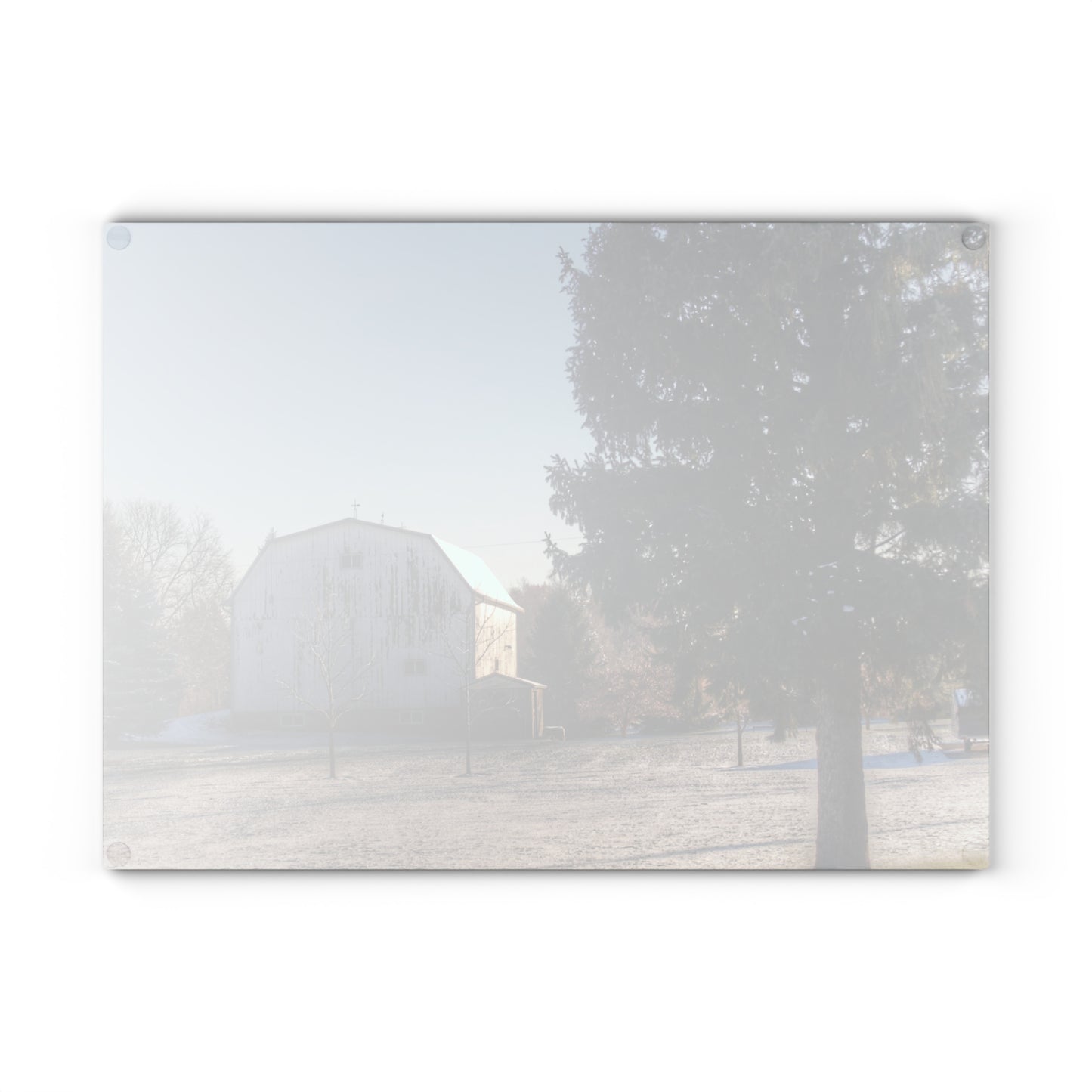 U R There Photography Washburn White Rustic Farmhouse Tempered-Glass Cutting Board