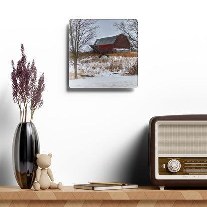 U R There Photography Hadley Red II Rustic Farmhouse Acrylic Analog Wall Clock