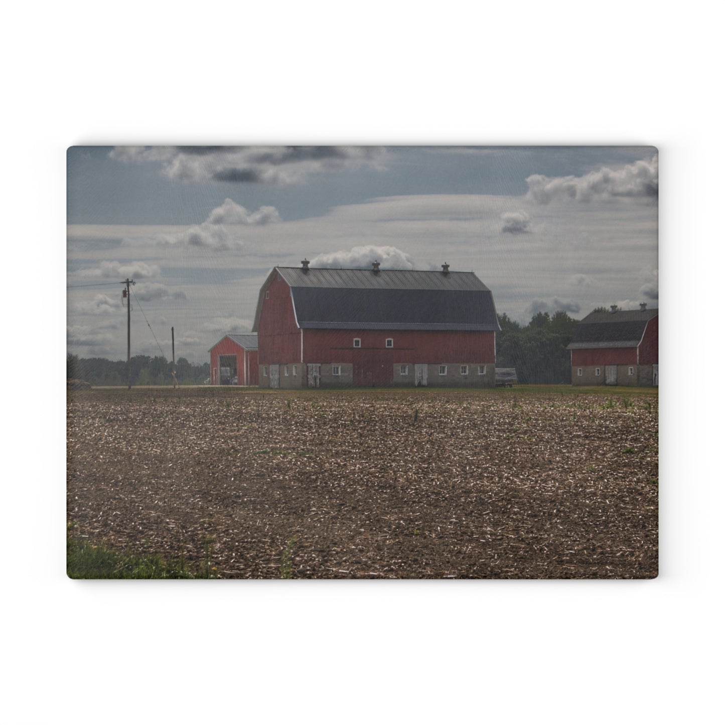 U R There Photography Wheeling Road Red Rustic Farmhouse Tempered-Glass Cutting Board