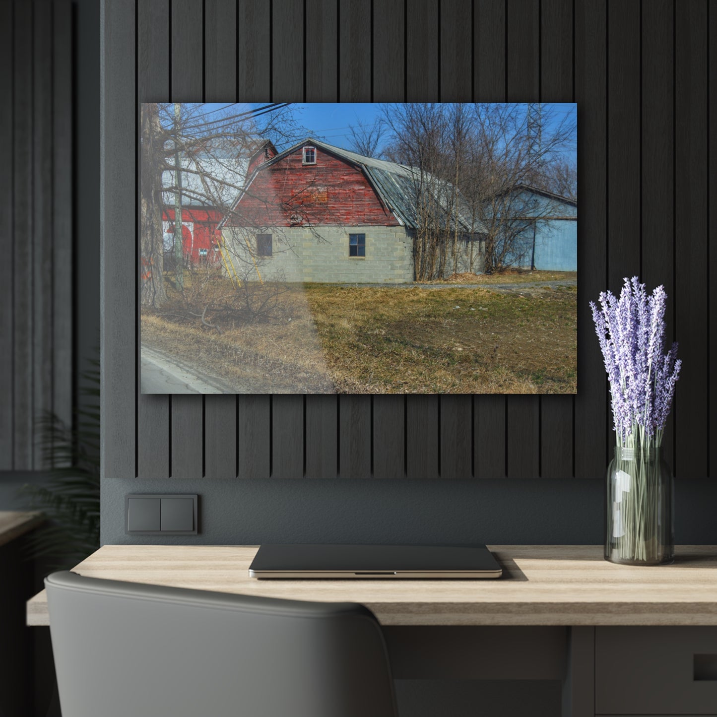 U R There Photography Indian Trail Block Barn at the Bend Rustic Farmhouse Acrylic Wall Print