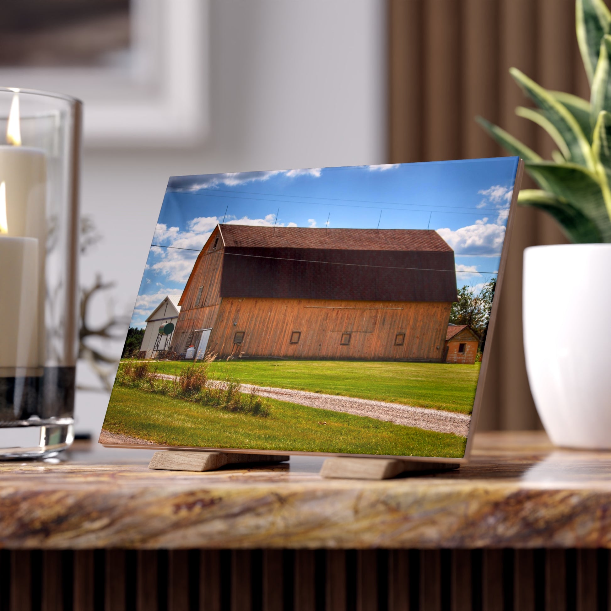 U R There Photography Bristol Gold Rustic Farmhouse Decorative Ceramic Tile 6" × 8" Glossy