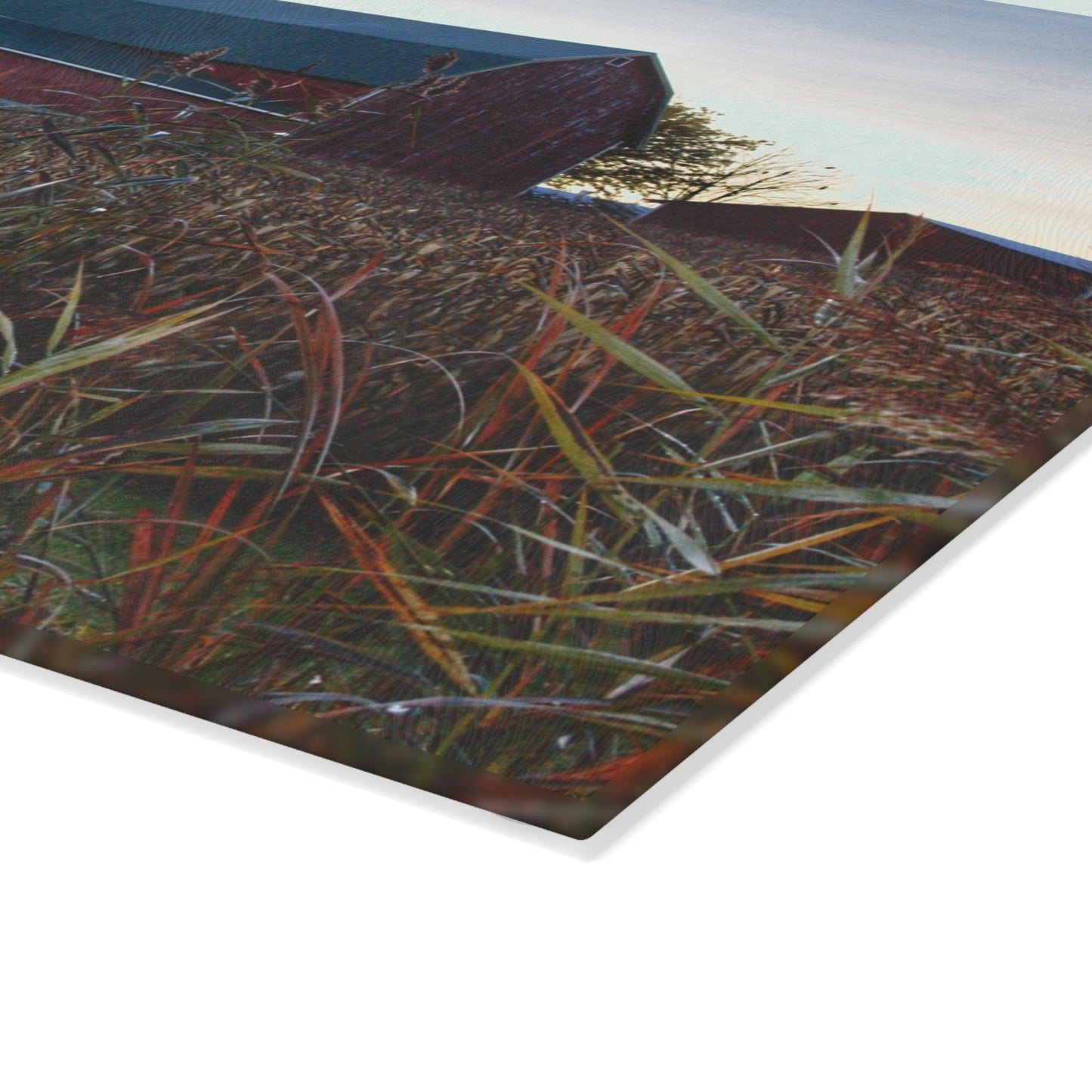 U R There Photography Haines Road Hidden Reds Rustic Farmhouse Tempered-Glass Cutting Board