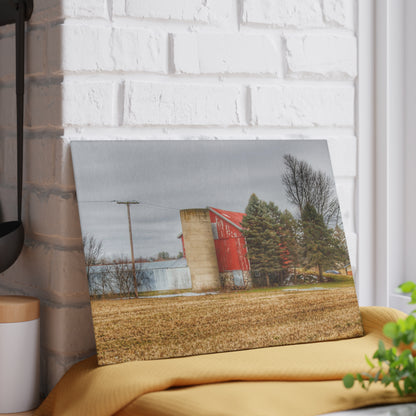 U R There Photography Laur Road Red Among the Pines I Rustic Farmhouse Tempered-Glass Cutting Board