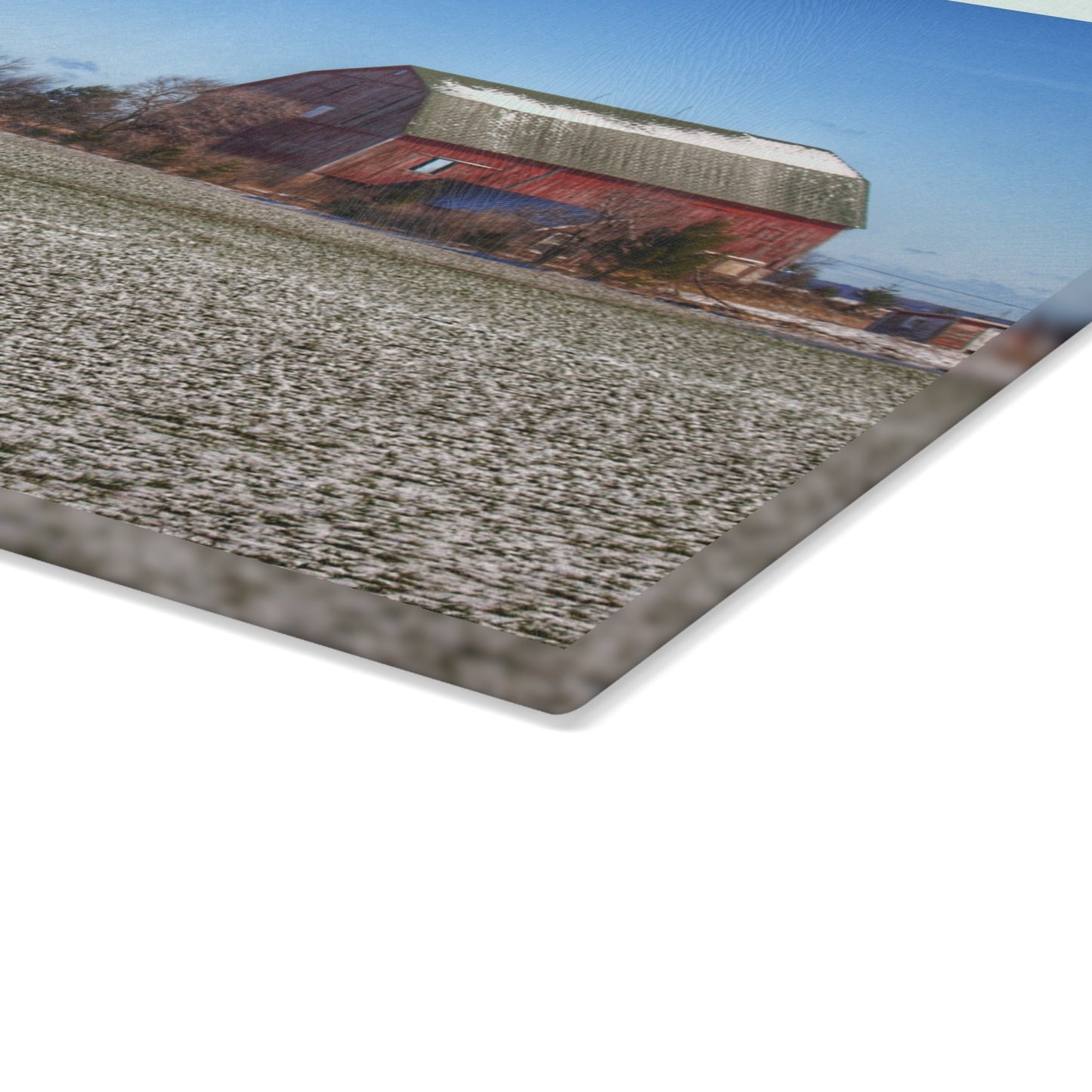 U R There Photography Early Spring Red I Rustic Farmhouse Tempered-Glass Cutting Board