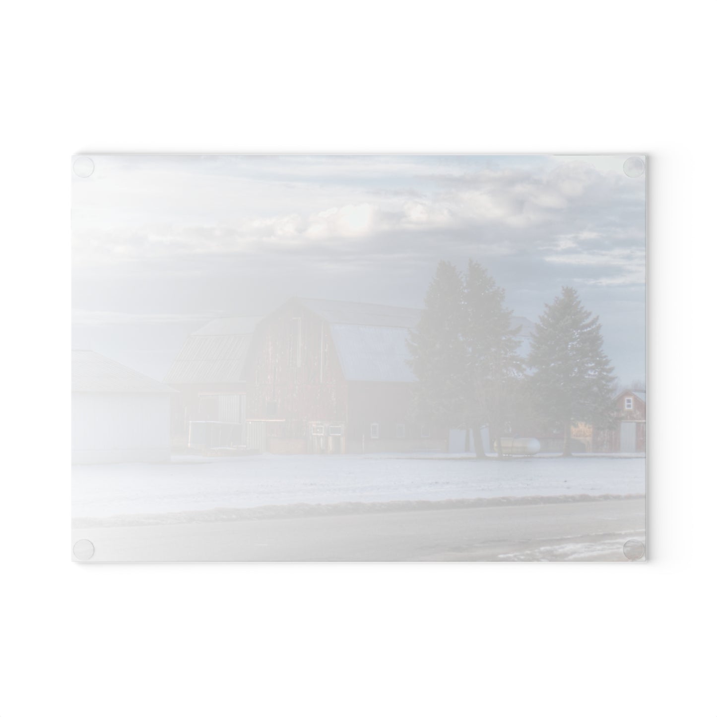 U R There Photography Glover Road Red Rustic Farmhouse Tempered-Glass Cutting Board