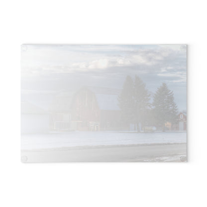 U R There Photography Glover Road Red Rustic Farmhouse Tempered-Glass Cutting Board