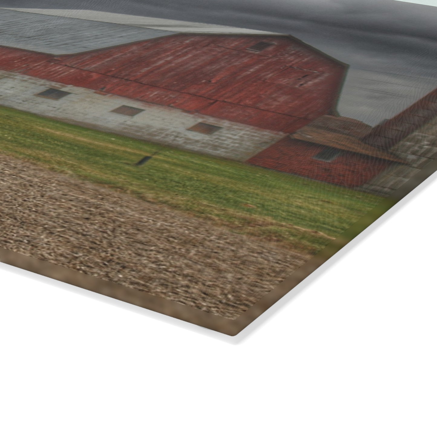 U R There Photography Murray Road Red Rustic Farmhouse Tempered-Glass Cutting Board