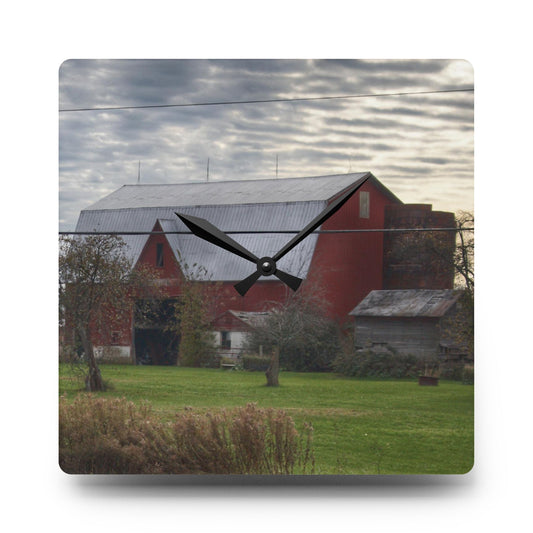 Dodge Road Red II Rustic Farmhouse Acrylic Analog Wall Clock