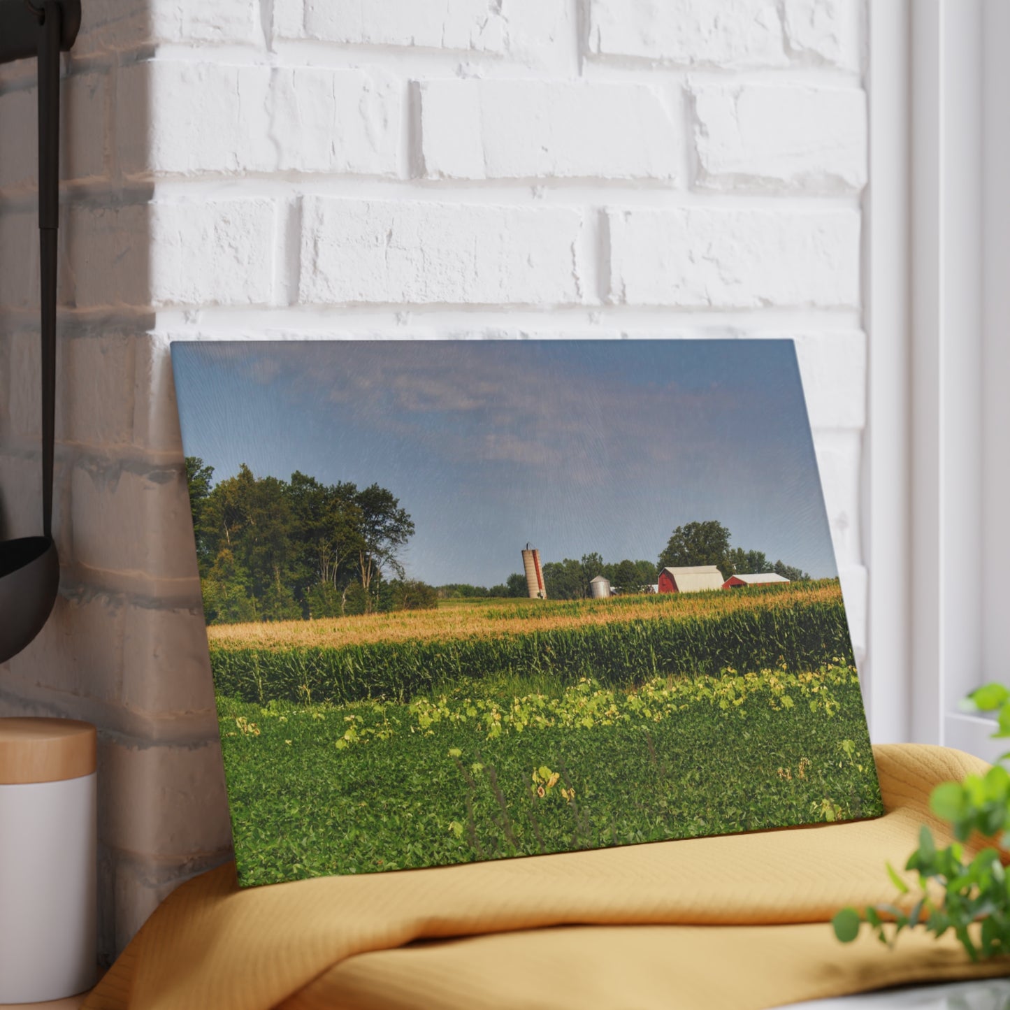U R There Photography Across the Field in Clifford  Rustic Farmhouse Tempered-Glass Cutting Board