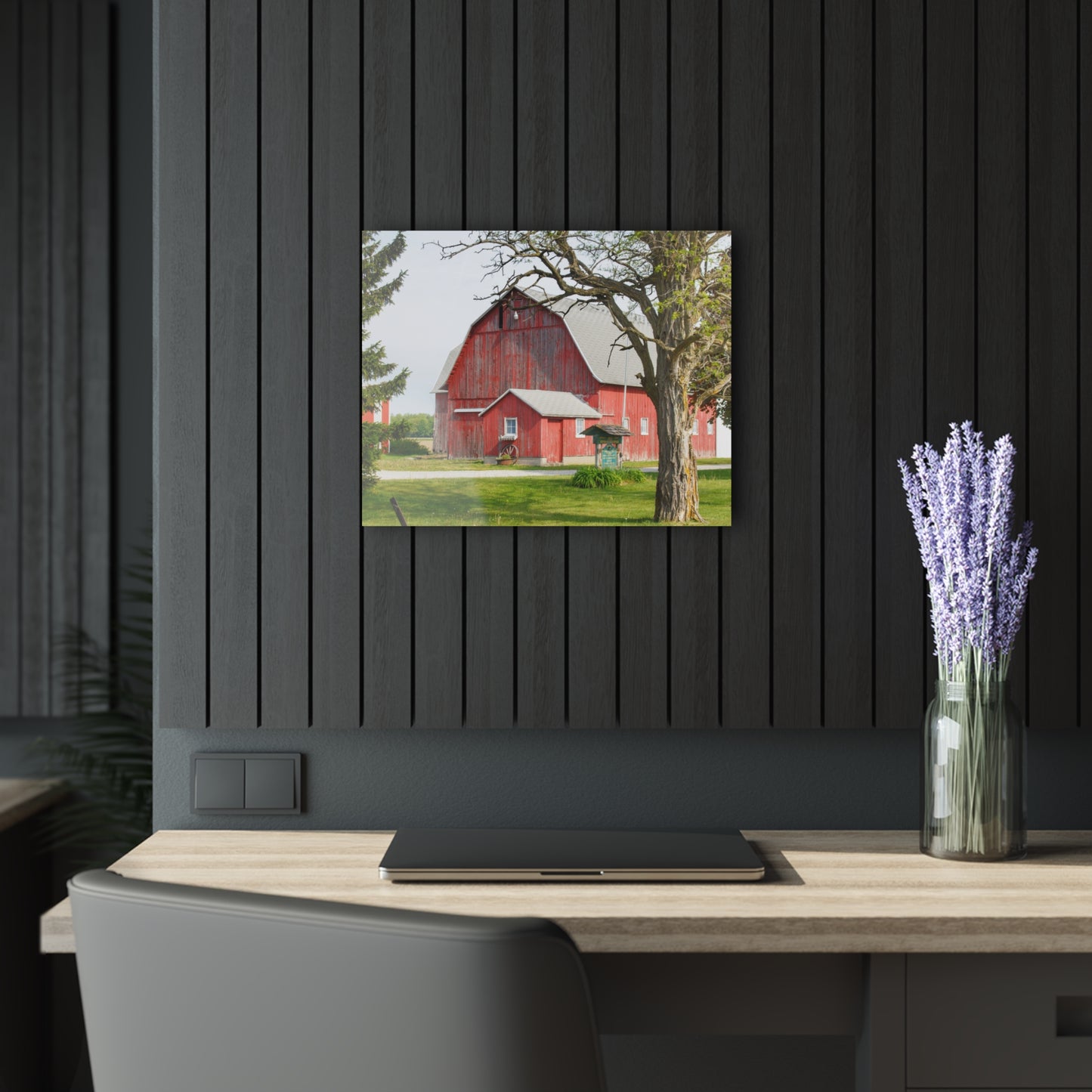 U R There Photography French Road Centennial Reds I Rustic Farmhouse Acrylic Wall Print