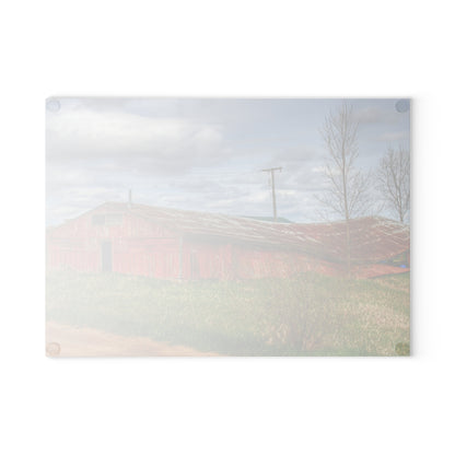 U R There Photography Centerline Sinking Shack Rustic Farmhouse Tempered-Glass Cutting Board