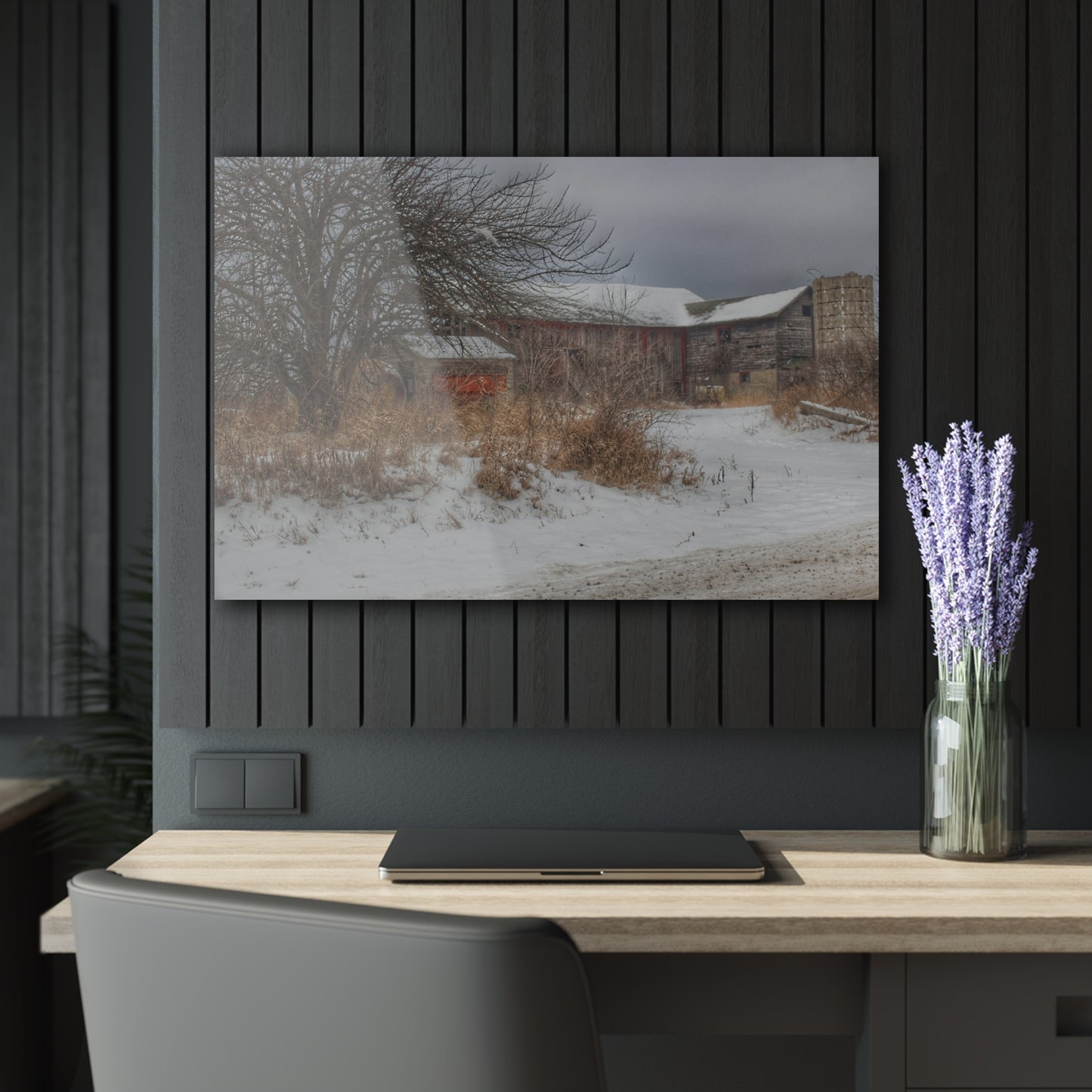 U R There Photography Midwinter Red Rustic Farmhouse Acrylic Wall Print