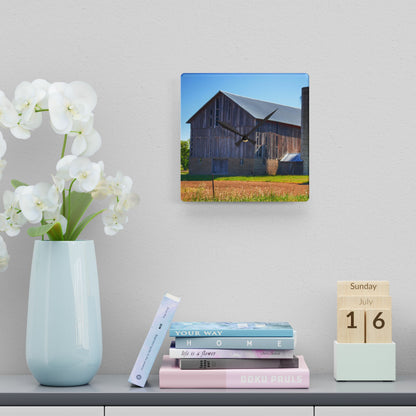 U R There Photography Gilford Grey III Rustic Farmhouse Acrylic Analog Wall Clock