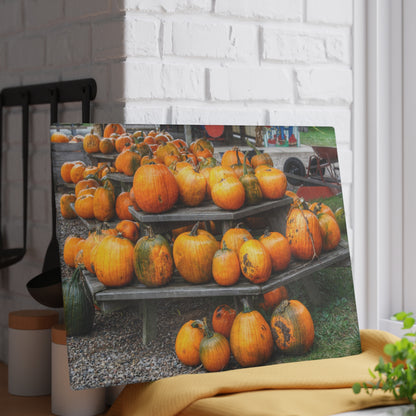 U R There Photography Tabletop Pumpkins Rustic Farmhouse Tempered-Glass Cutting Board