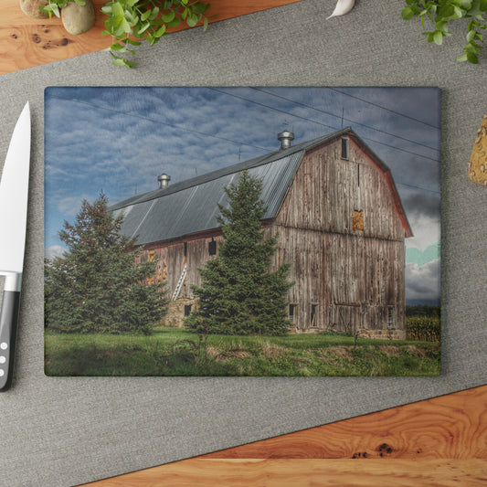U R There Photography North Irish Red III Rustic Farmhouse Tempered-Glass Cutting Board