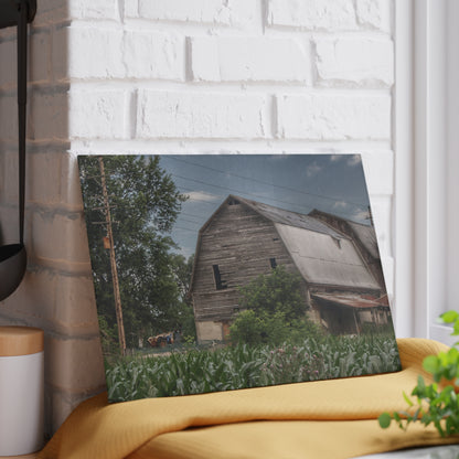 U R There Photography Murphy Lake Road Grey II Rustic Farmhouse Tempered-Glass Cutting Board