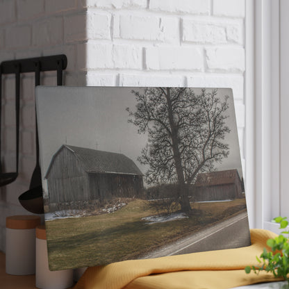 U R There Photography Roadside Greys Rustic Farmhouse Tempered-Glass Cutting Board